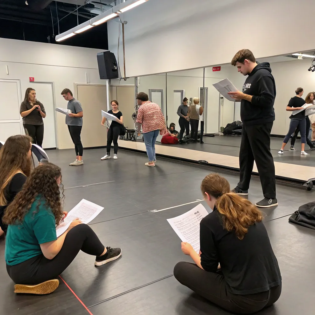 A professional acting school session captured in progress
